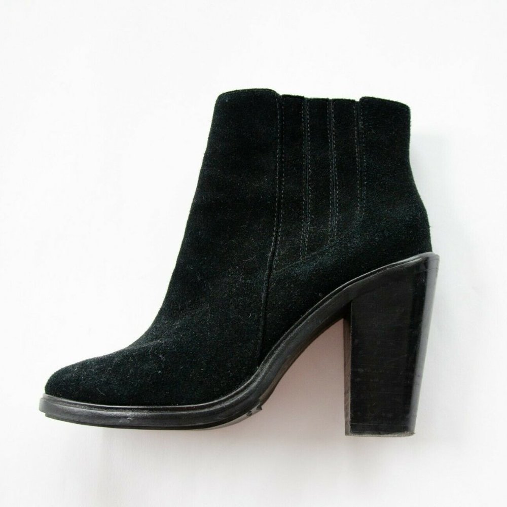 Joie Cloee Black Suede Heeled Ankle Booties 36.5 - Picture 4 of 8